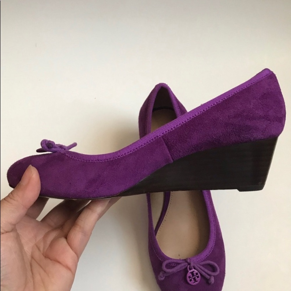 Tory Burch Purple Suede Wedge Ballet Flats - Picture 3 of 6